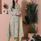 Jyoti Fashion Women's Green Cotton Floral Digital Printed Kurta with Trouser & Dupatta | Swadesiicart