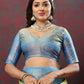 Lorenvalley Fashion Yellow Cotton Woven Design Zari Meenakari Weaving Saree - Swadesiicart