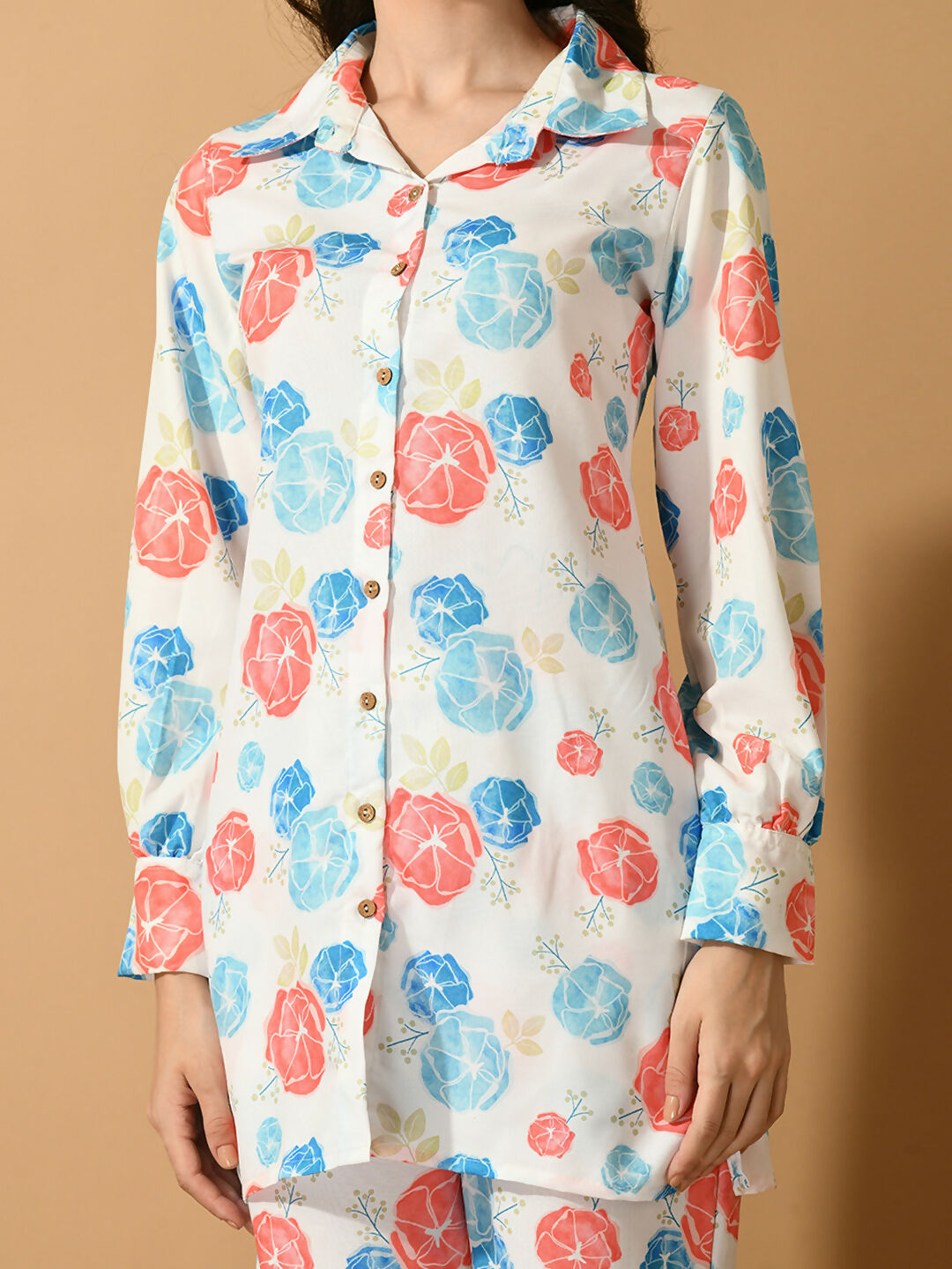 Myshka Women's White Printed Shirt With Trousers - Swadesiicart