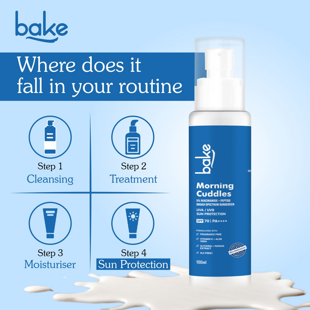 Bake Morning Cuddles 5% Niacinamide Sunscreen SPF 70 | Swadesiicart