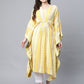 Ahalyaa Women Yellow Rayon Printed Flared Sleeve Kaftan Kurta | Swadesiicart