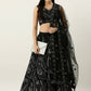 House of Panchhi Women Black Net Sequins Embroidered Lehenga & Blouse with Dupatta | Swadesiicart