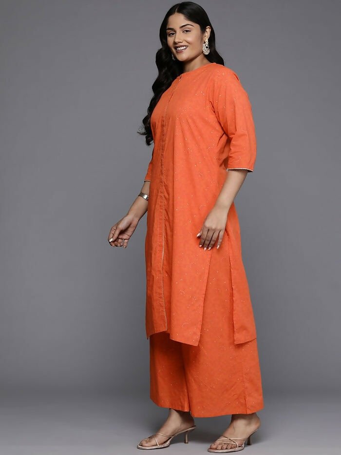 Ahalyaa Women's Traditional wear Kurta Set - Orange | Swadesiicart