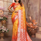 Anaita Yellow kochi Silk With Beautiful Checks Weaving Saree With Blouse