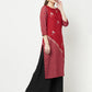 Aniyah Rayon Digital Screen Print Maroon Straight Kurta - Swadesiicart