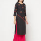 Aniyah Rayon Block Print Straight Kurta - Black - Swadesiicart