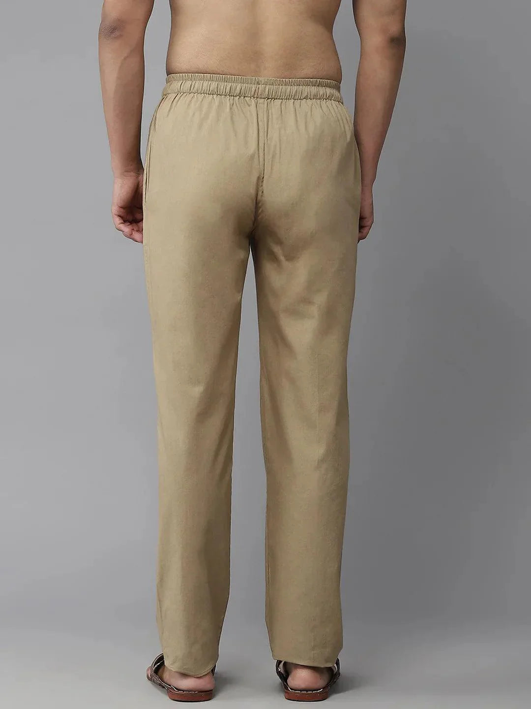 Fabmade Men's Khaki Cotton Linen Pyjama | Swadesiicart