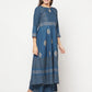 Aniyah Rayon Block Print Blue Anarkali Kurta