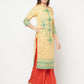 Aniyah Rayon Digital Screen Print Golden Beige Straight Kurta - Swadesiicart
