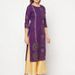 Aniyah Cotton Foil Print Purple Straight Kurta - Swadesiicart