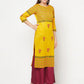 Aniyah Mustard Cotton Block Print Straight Kurta - Swadesiicart