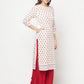 Aniyah Rayon Digital Screen Print White And Red Straight Kurta - Swadesiicart