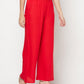 Aniyah Rayon Flared Slip-On Red Palazzo