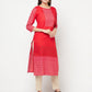Aniyah Cotton Block Print Red Straight Kurta - Swadesiicart