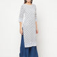 Aniyah Rayon Digital Screen Print White Straight Kurta - Swadesiicart