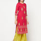 Aniyah Cotton Block Print Fuchsia Color Straight Kurta - Swadesiicart