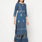 Aniyah Rayon Block Print Straight Blue Kurta - Swadesiicart