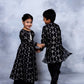Ahalyaa Boys Black Chanderi Gold Printed Kids Kurta Churidar Set | Swadesiicart