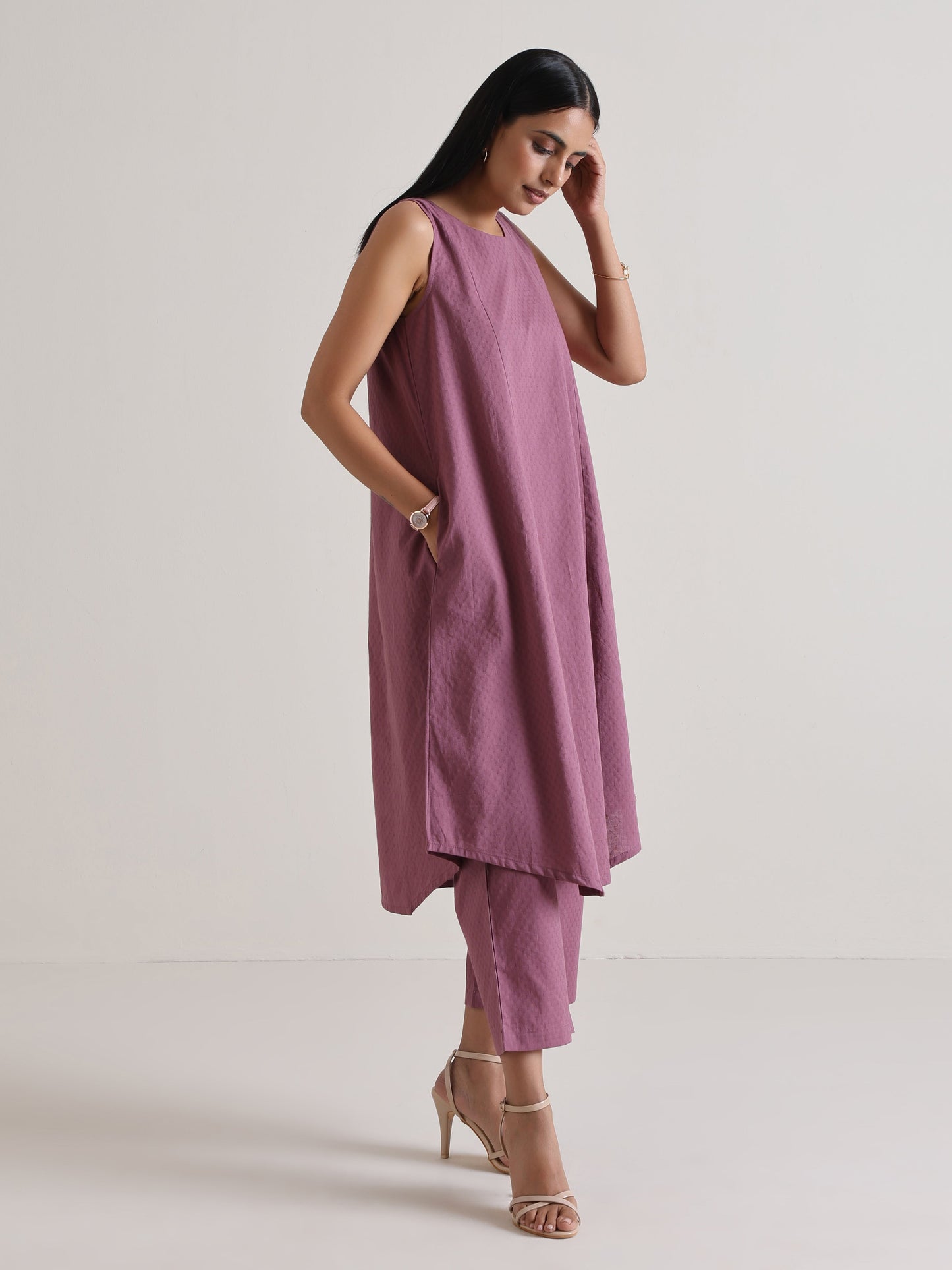 trueBrowns Orchid Panelled Co-ord Set - Swadesiicart