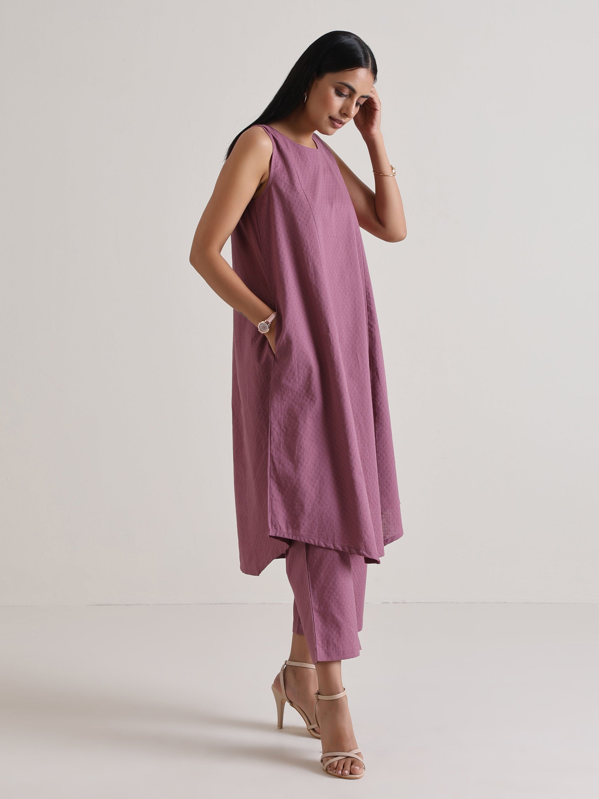 trueBrowns Orchid Panelled Co-ord Set - Swadesiicart