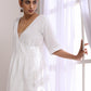 trueBrowns White Slub Texture Short Angrakha Co-Ord Set - Swadesiicart