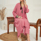 InWeave Women's Light Rose Pink Solid V Neck Kurta Pant Set - Swadesiicart
