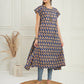 InWeave Women's Ink Blue Small Paisley Kalamkari A Line Dress - Swadesiicart