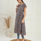 InWeave Women's Ink Blue Small Paisley Kalamkari A Line Dress - Swadesiicart