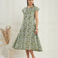 InWeave Women's Sage Green Paisley Print A Line Dress - Swadesiicart