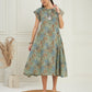 InWeave Women's Dull Green Leaf Floral Print A Line Dress - Swadesiicart