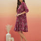 InWeave Women's Wine Cream Floral Print Flared Dress - Swadesiicart
