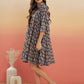 InWeave Women's Ink Blue Small Paisley Kalamkari Flared Dress - Swadesiicart