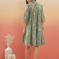 InWeave Women's Dull Green Leaf Floral Print Flared Dress - Swadesiicart