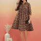 InWeave Women's Black Small Paisley Kalamkari Flared Dress - Swadesiicart