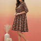 InWeave Women's Black Small Paisley Kalamkari Flared Dress - Swadesiicart