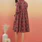 InWeave Women's Wine Ikkat Print Flared Dress - Swadesiicart