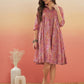 InWeave Women's Pink Coral Floral Print Flared Dress - Swadesiicart