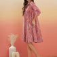 InWeave Women's Pink Coral Floral Print Flared Dress - Swadesiicart