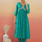 InWeave Women's Aqua S Print Alia Cut Gota Work Kurta Set - Swadesiicart