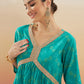 InWeave Women's Aqua S Print Alia Cut Gota Work Kurta Set - Swadesiicart