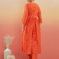 InWeave Women's Orange S Print Alia Cut Gota Work Kurta Set - Swadesiicart