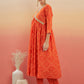 InWeave Women's Orange S Print Alia Cut Gota Work Kurta Set - Swadesiicart