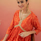 InWeave Women's Orange S Print Alia Cut Gota Work Kurta Set - Swadesiicart