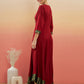 InWeave Women's Maroon Green Border Anarkali Kurta - Swadesiicart