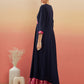 InWeave Women's Navy Blue Pink Border Anarkali Kurta - Swadesiicart
