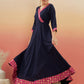 InWeave Women's Navy Blue Pink Border Anarkali Kurta - Swadesiicart