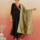InWeave Women's Black Red Border Anarkali W Golden Wedding Brocade Dupatta - Swadesiicart