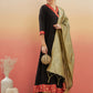 InWeave Women's Black Red Border Anarkali W Golden Wedding Brocade Dupatta - Swadesiicart