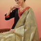 InWeave Women's Black Red Border Anarkali W Golden Wedding Brocade Dupatta - Swadesiicart