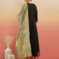 InWeave Women's Black Red Border Anarkali W Golden Wedding Brocade Dupatta - Swadesiicart